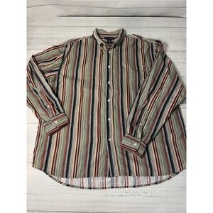 1990s VERTICAL STRIPED CORDUROY LONG SLEEVE BUTTON UP SHIRT Size XL